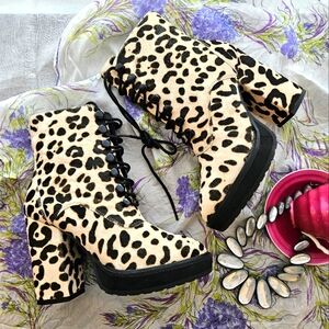 NIB Linea Paolo | Hadrea II Lace-Up Pink Leopard Motto Booties Sz. 6